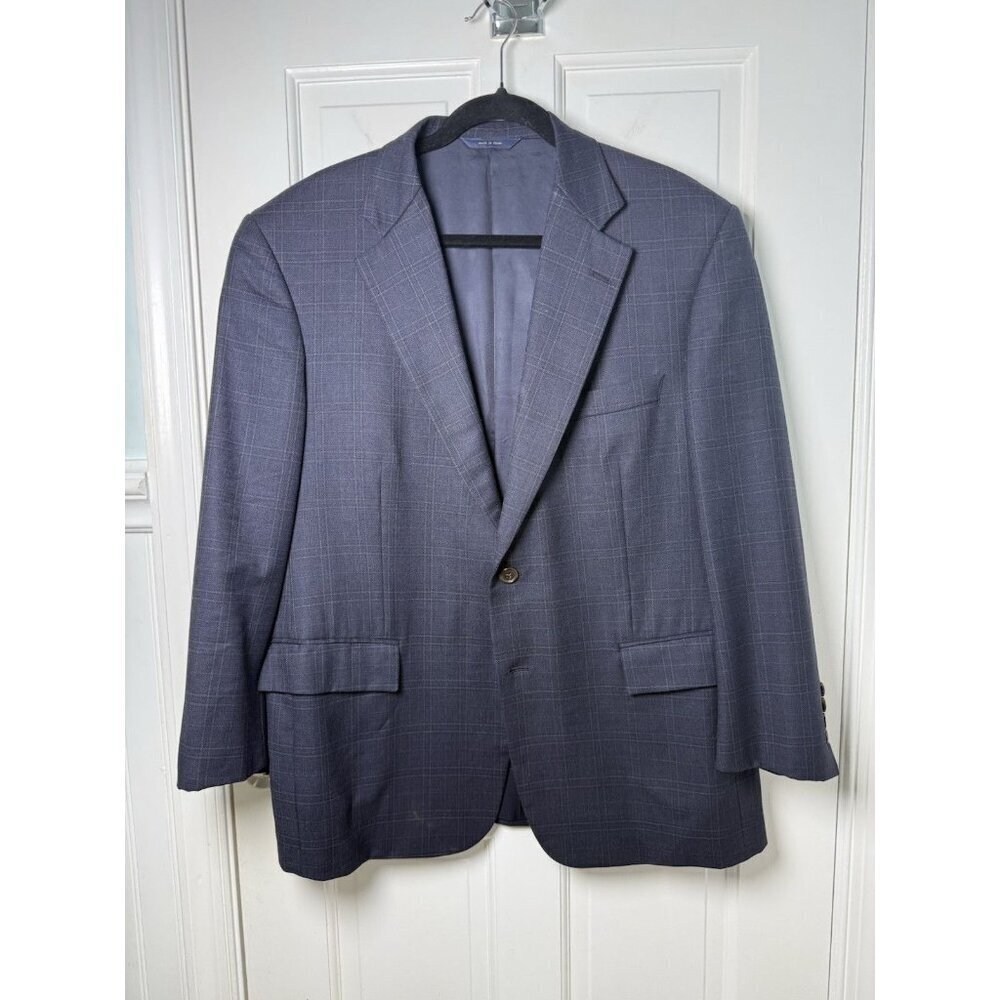 Brooks Brothers Regent E Thomas Full Canvas Sport Coat Blazer Navy Plaid 42S